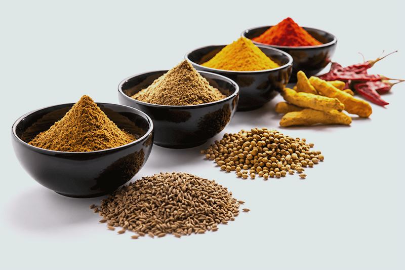 Ground turmeric and masala powders